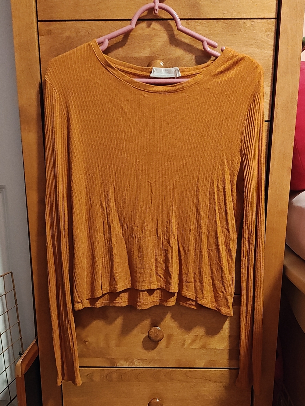 Double Zero Ribbed Long Sleeve Top in Mustard Gold